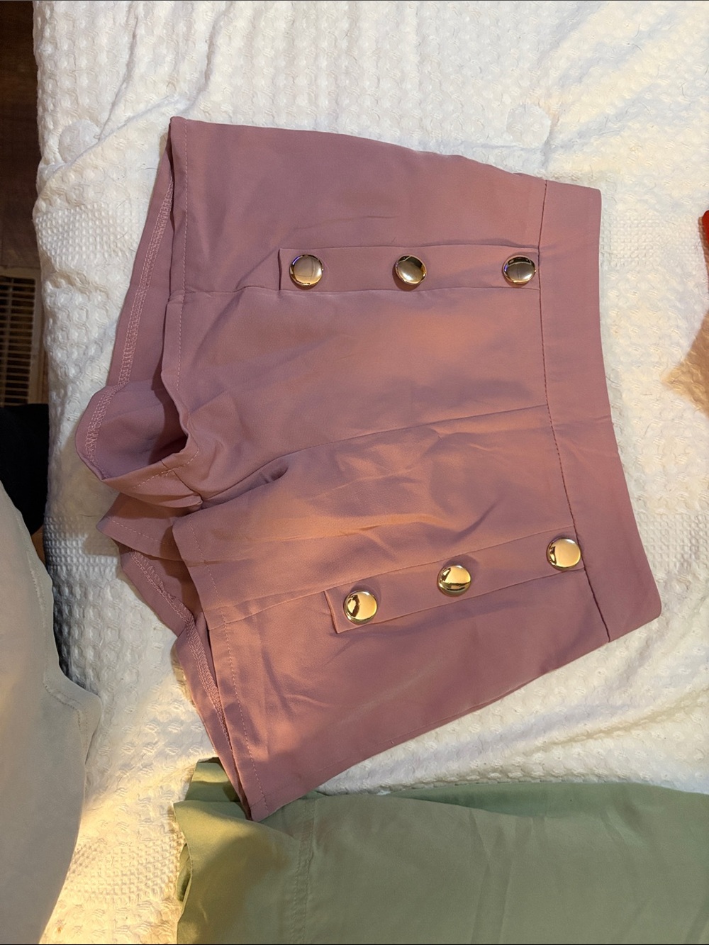 SHEIN Mauve High-Waist Shorts with Gold Buttons